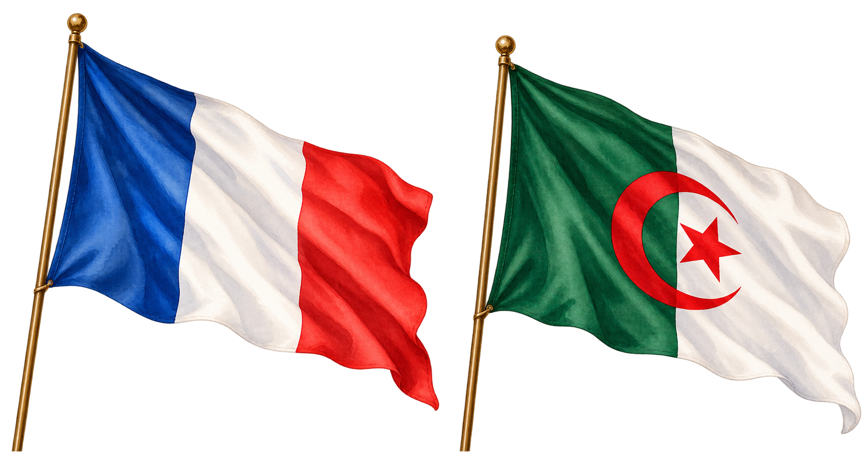 フランス国旗とアルジェリア国旗